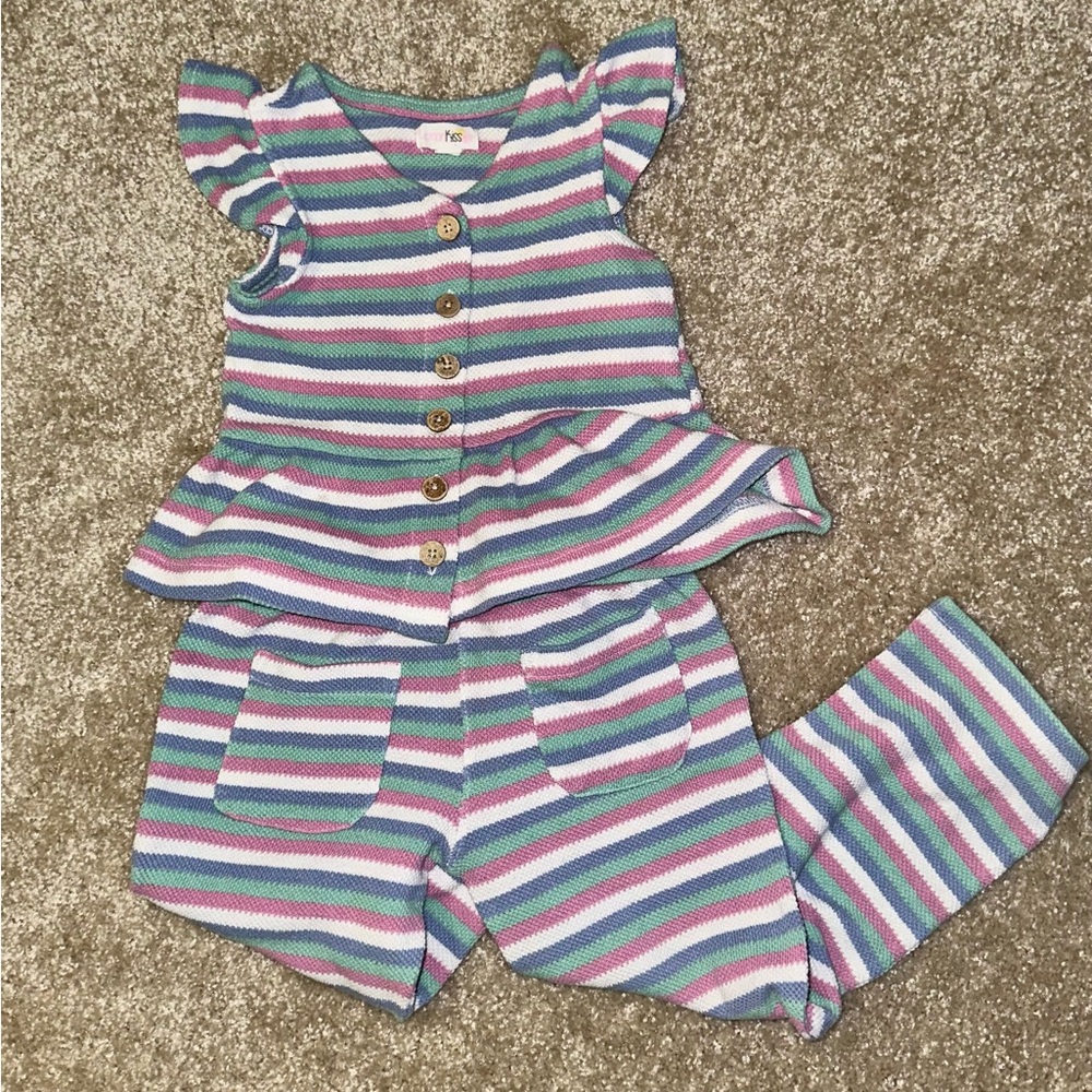 Colorful Striped Kids/ Toddler Two Piece Set (Size: 5t)